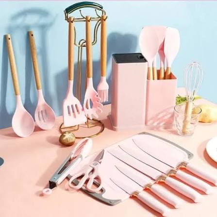 19-Piece Kitchen Knife & Silicone Utensil Set