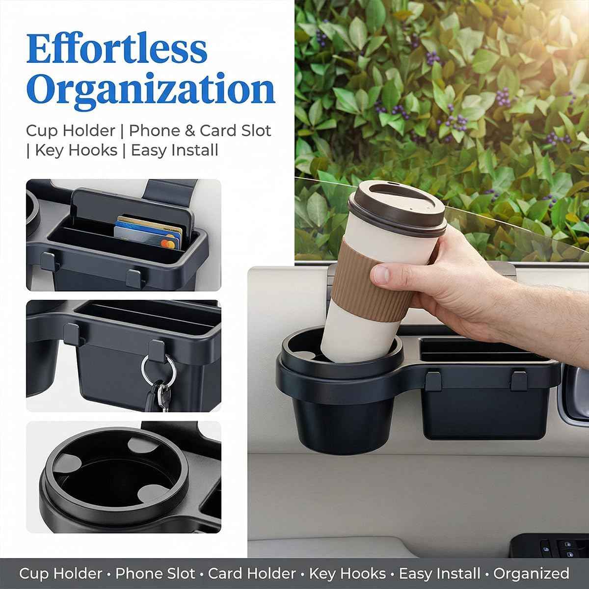 4-in-1 Car Window Organizer – Cup & Phone Holder