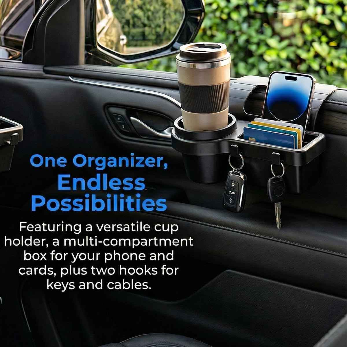 4-in-1 Car Window Organizer – Cup & Phone Holder