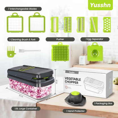 12-in-1 Multifunction Vegetable Chopper & Slicer with Storage Container | Manual Food Cutter for Onion, Potato, Carrot & Fruits