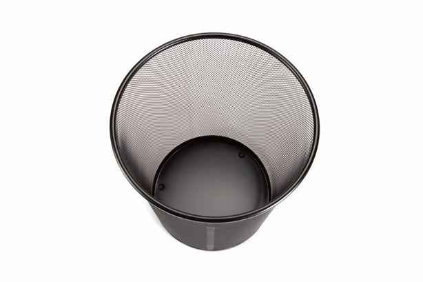 Premium Black Metal Mesh Wastebasket – Round Trash Can