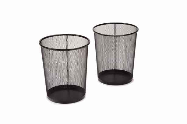 Premium Black Metal Mesh Wastebasket – Round Trash Can