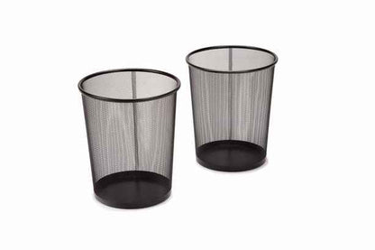 Premium Black Metal Mesh Wastebasket – Round Trash Can
