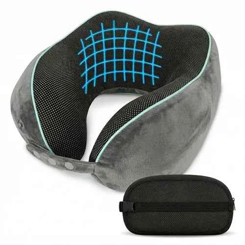 Memory Foam Travel Neck Pillow – 360° Cervical Support